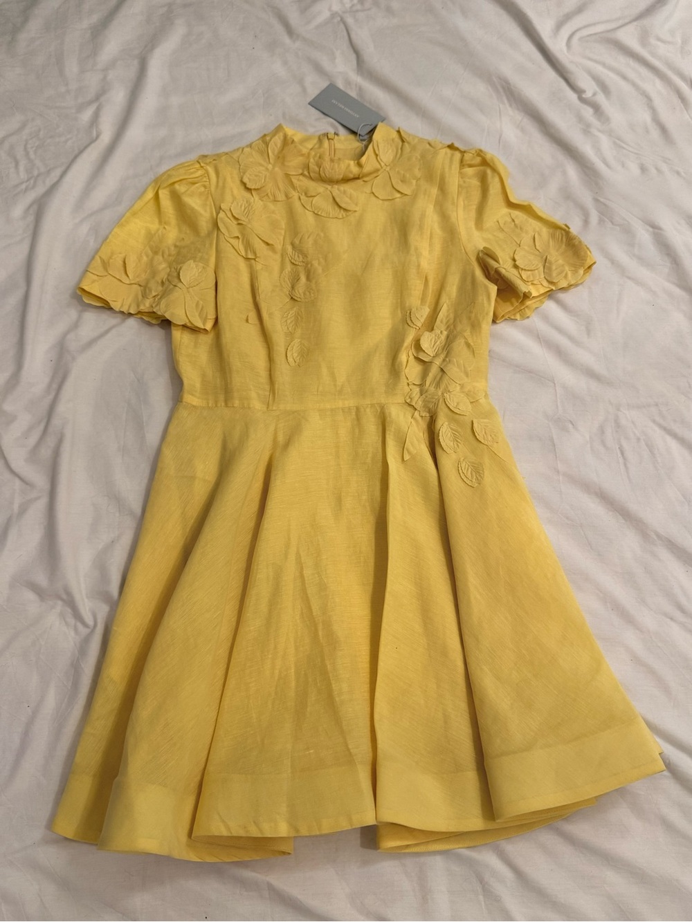 Antonio Melani Iris Floral Mockneck Dress Sunshine Yellow Linen Size 10 NWT